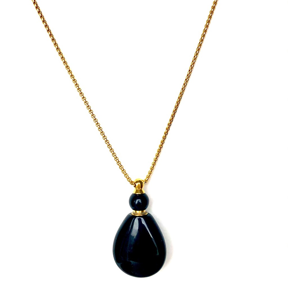 COPY - COPY - Black Tourmaline Gemstone Perfume Bottle Essential Oil Necklace P…